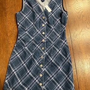 GAP Blue Plaid Button-Down Mini Dress